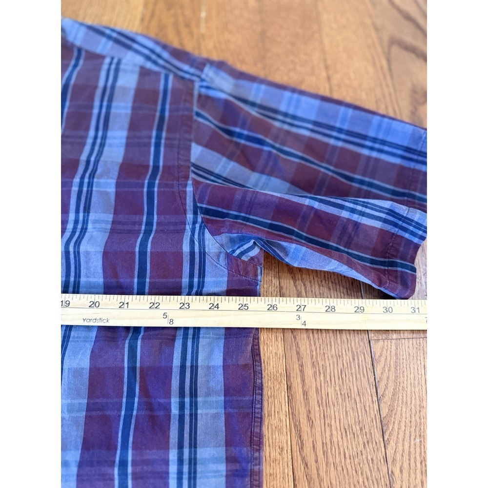 Ralph Lauren Blake Mens Large Rust Red Grey Plaid Short Sleeve Button Up Shirt - Picture 6 of 6
